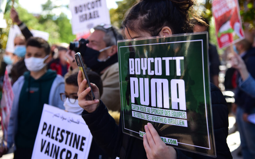 3 Juin : Stand Palestine « #BoycottPUMA, sponsor de l’apartheid israélien »