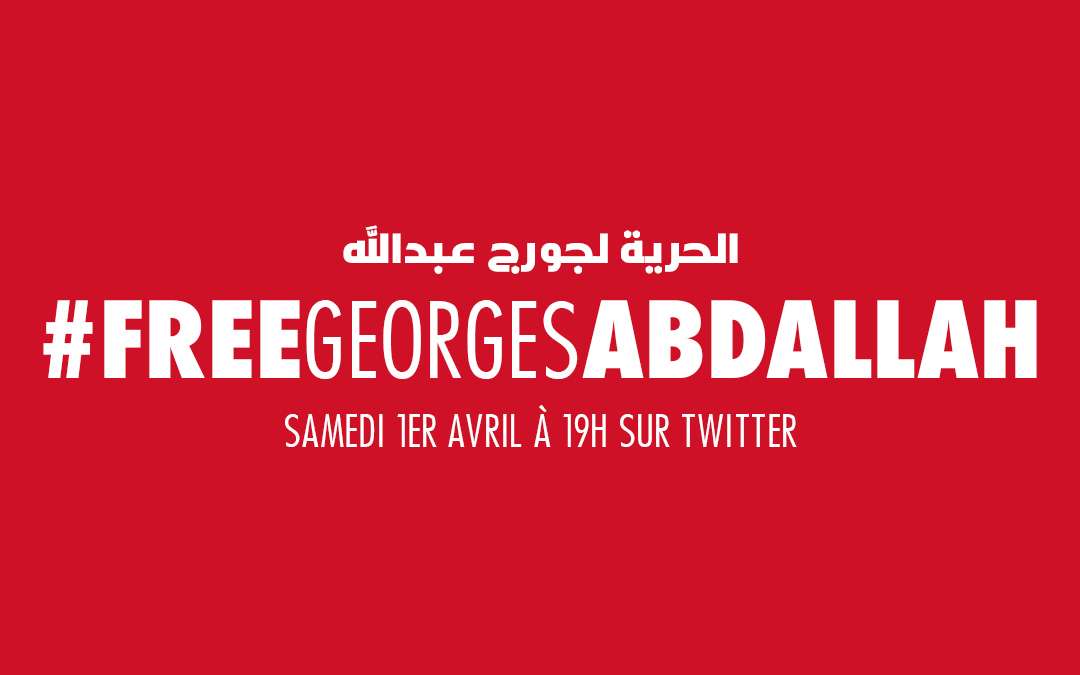 Samedi 1er avril à 19H, rejoignez le twitterstorm #FreeGeorgesAbdallah à l’occasion de son 72e anniversaire